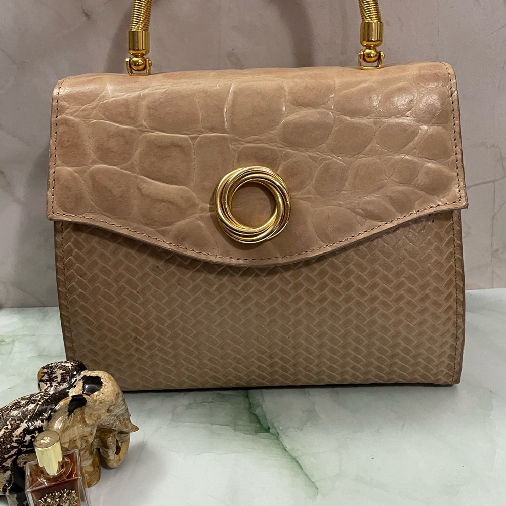 IMAX Genuine Leather Top Handle Bag Gold Hardware Made in Korea Rare Find